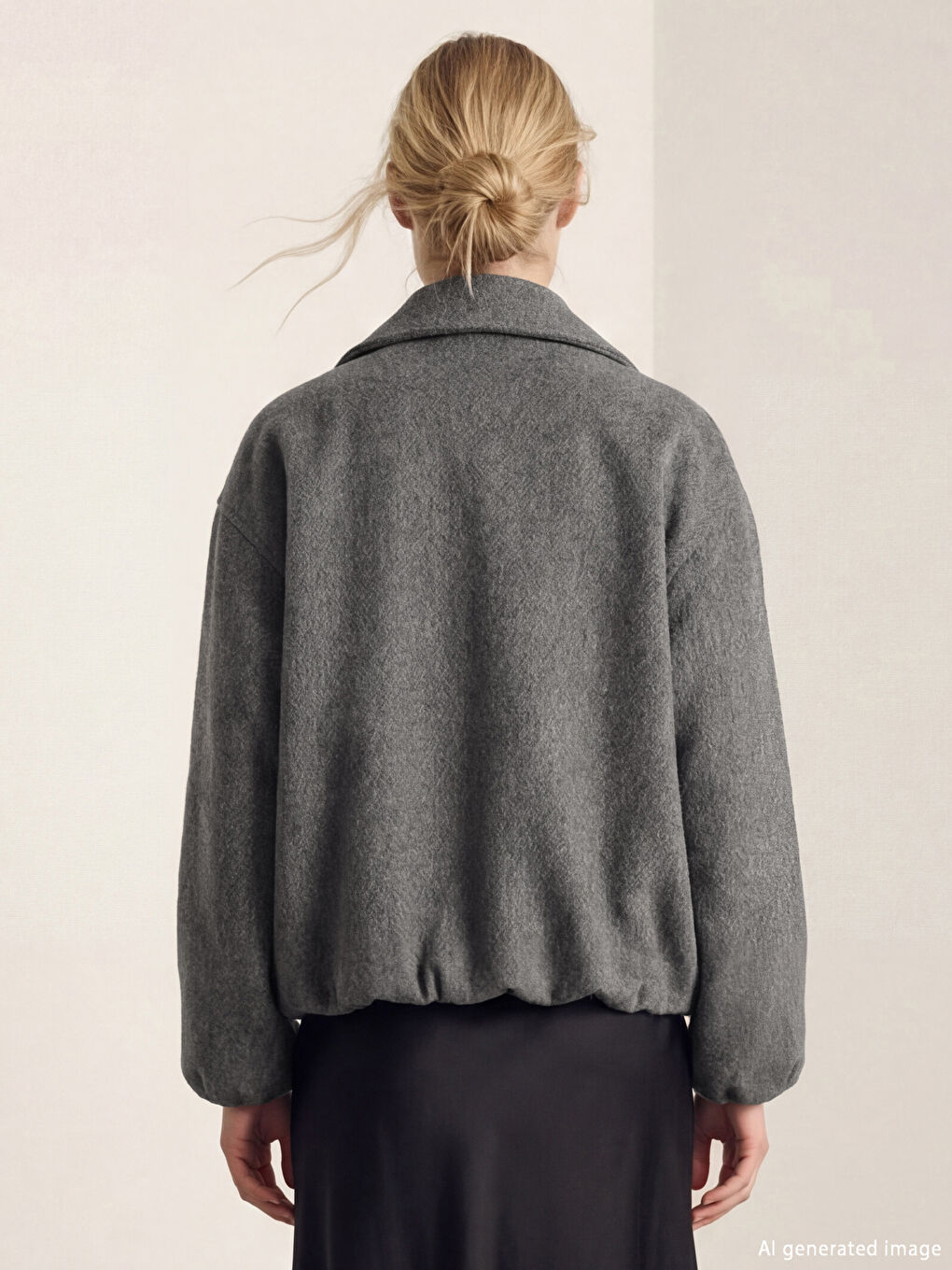 Antrasit Şal Yaka Oversize Kadın Kaşe Kaban-7