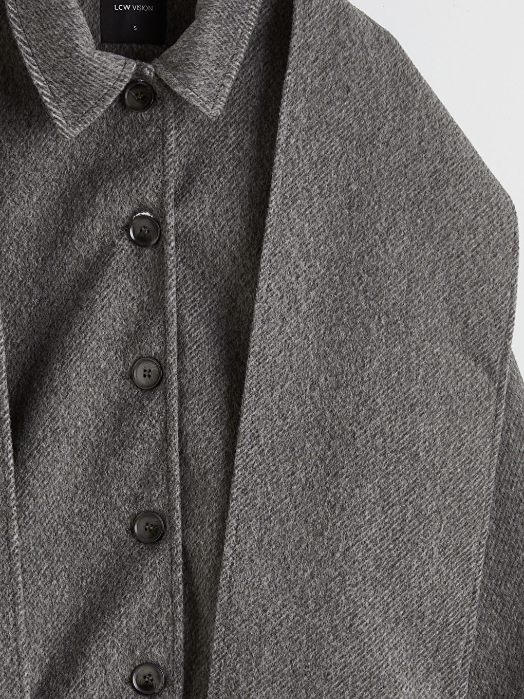 Antrasit Şal Yaka Oversize Kadın Kaşe Kaban-3