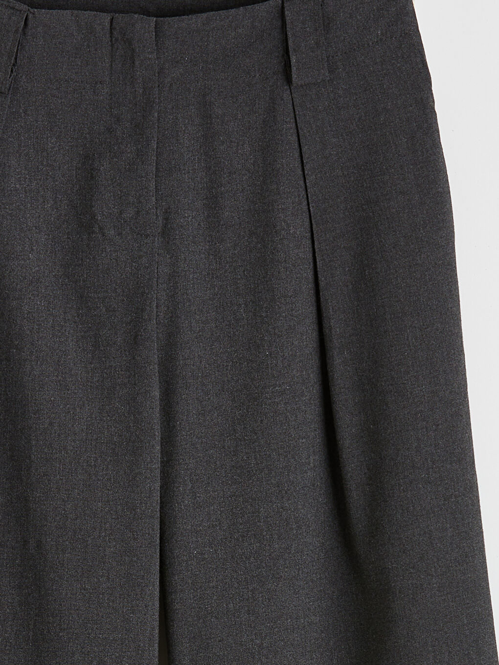 Antrasit Yüksek Bel Geniş Paça Kadın Pileli Kumaş Pantolon-2