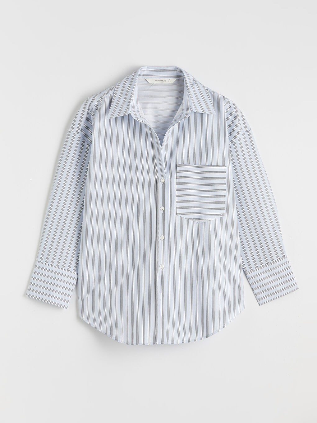 Mavi Çizgili Kadın Gömlek-4