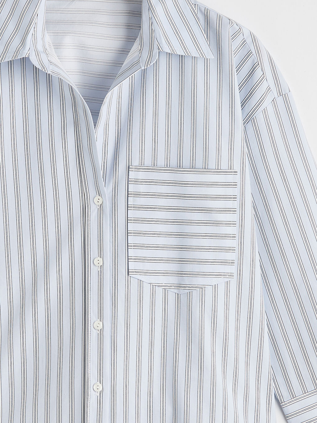 Mavi Çizgili Kadın Gömlek-5