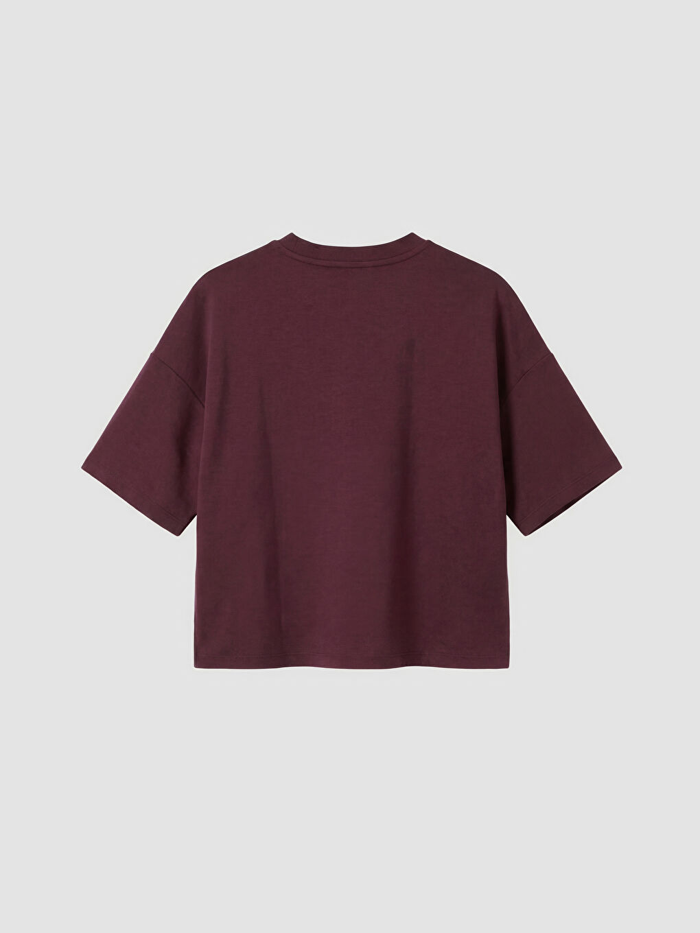 Bordo Bisiklet Yaka Kadın Tişört-1