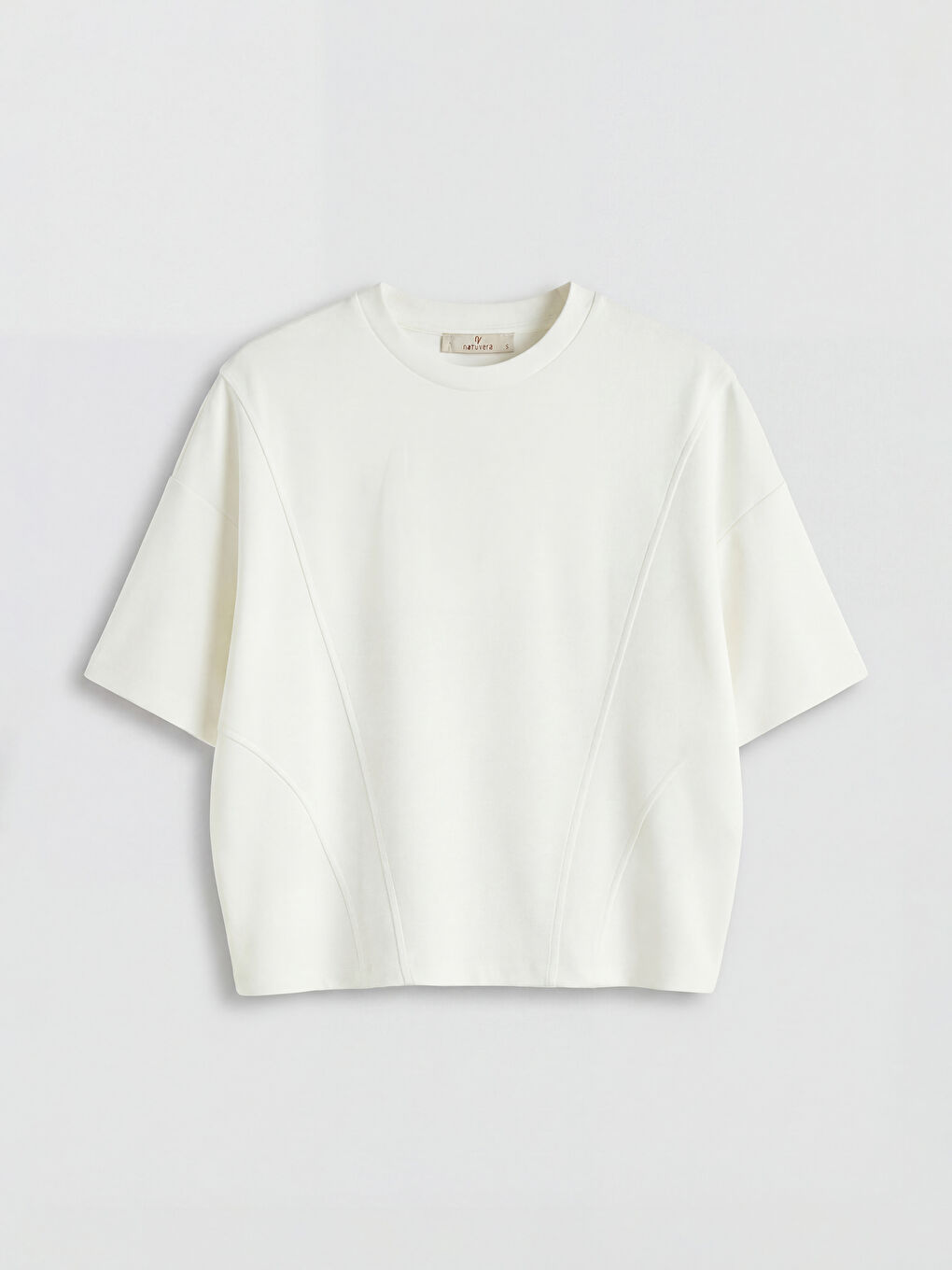 Beyaz Bisiklet Yaka Kadın Tişört