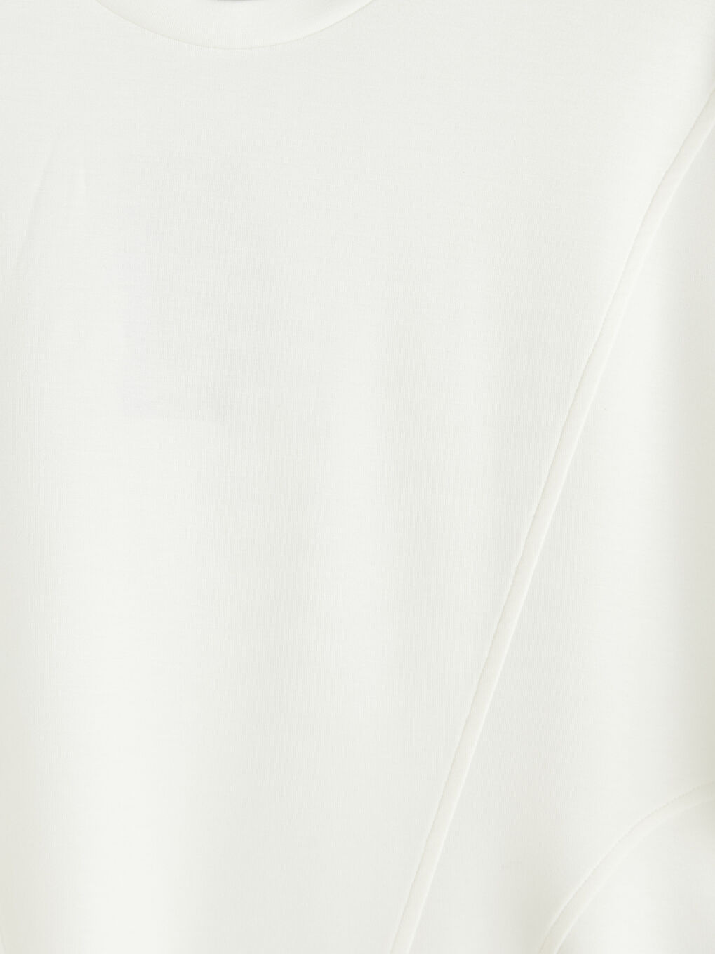 Beyaz Bisiklet Yaka Kadın Tişört-2