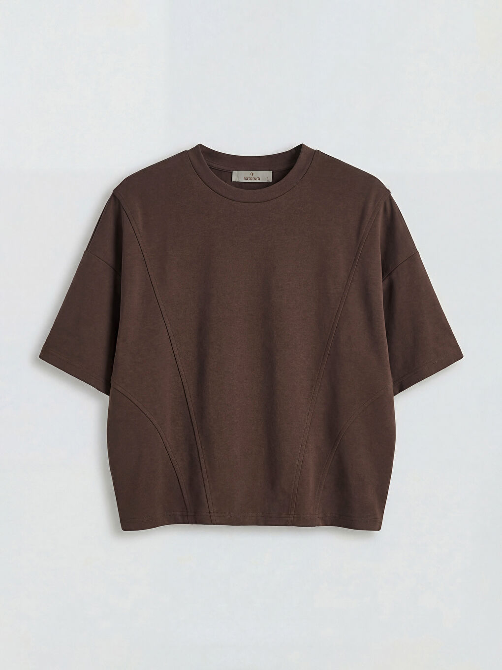 Kahverengi Bisiklet Yaka Kadın Tişört