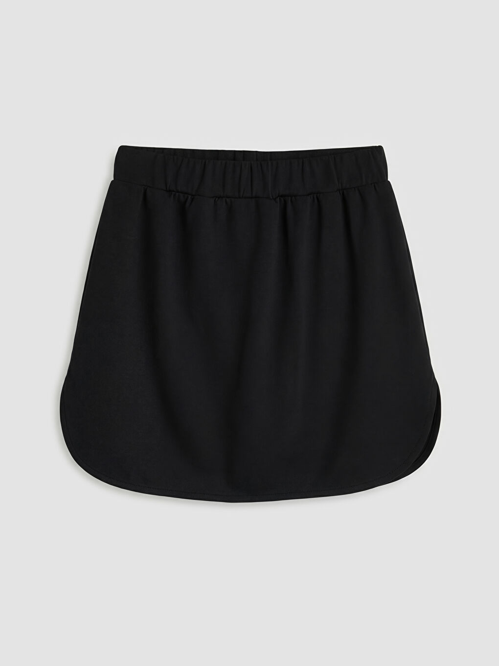 Siyah Beli Lastikli Oval Kesim Şort Etek