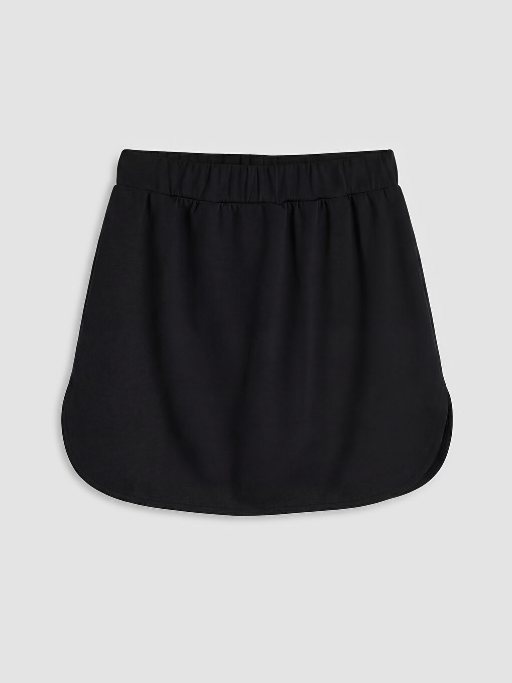 Siyah Beli Lastikli Oval Kesim Şort Etek-1