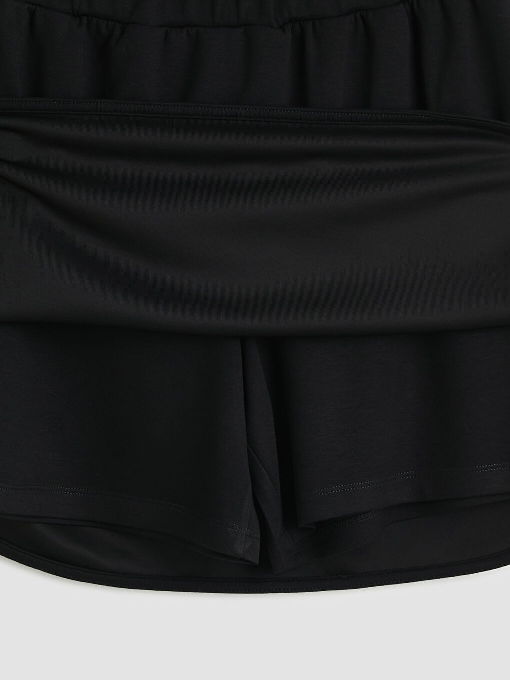 Siyah Beli Lastikli Oval Kesim Şort Etek-2