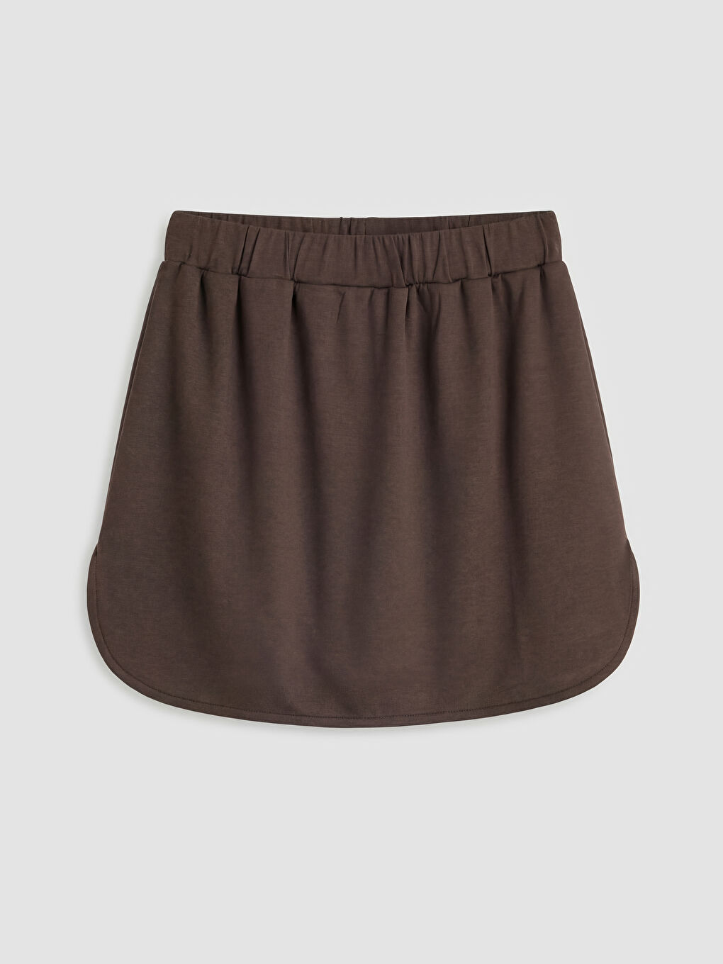 Kahverengi Beli Lastikli Oval Kesim Mini Etek