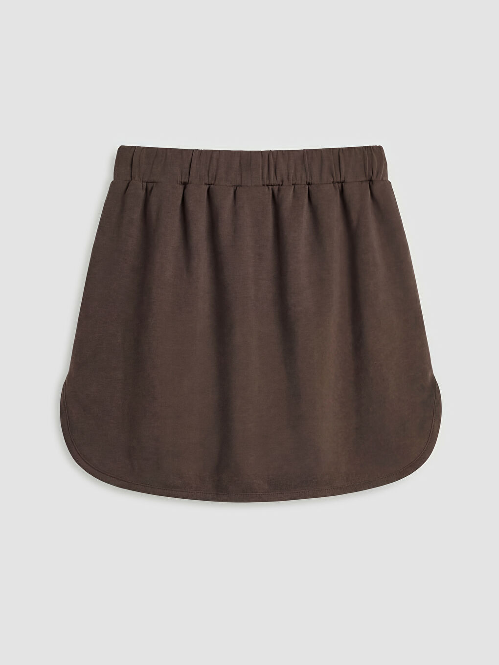 Kahverengi Beli Lastikli Oval Kesim Mini Etek-1