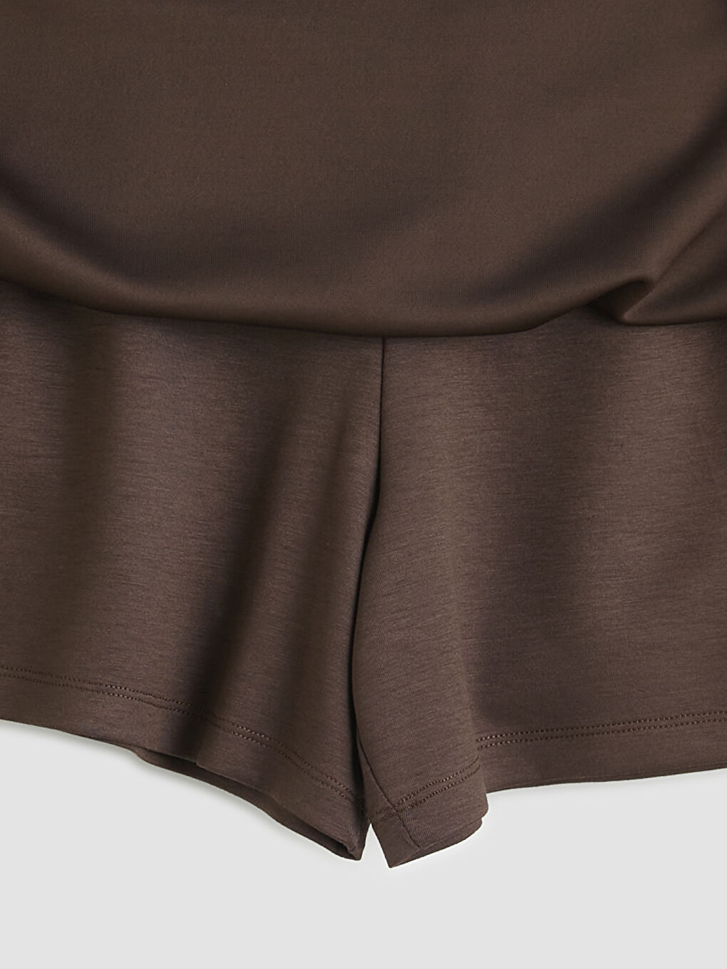 Kahverengi Beli Lastikli Oval Kesim Mini Etek-2