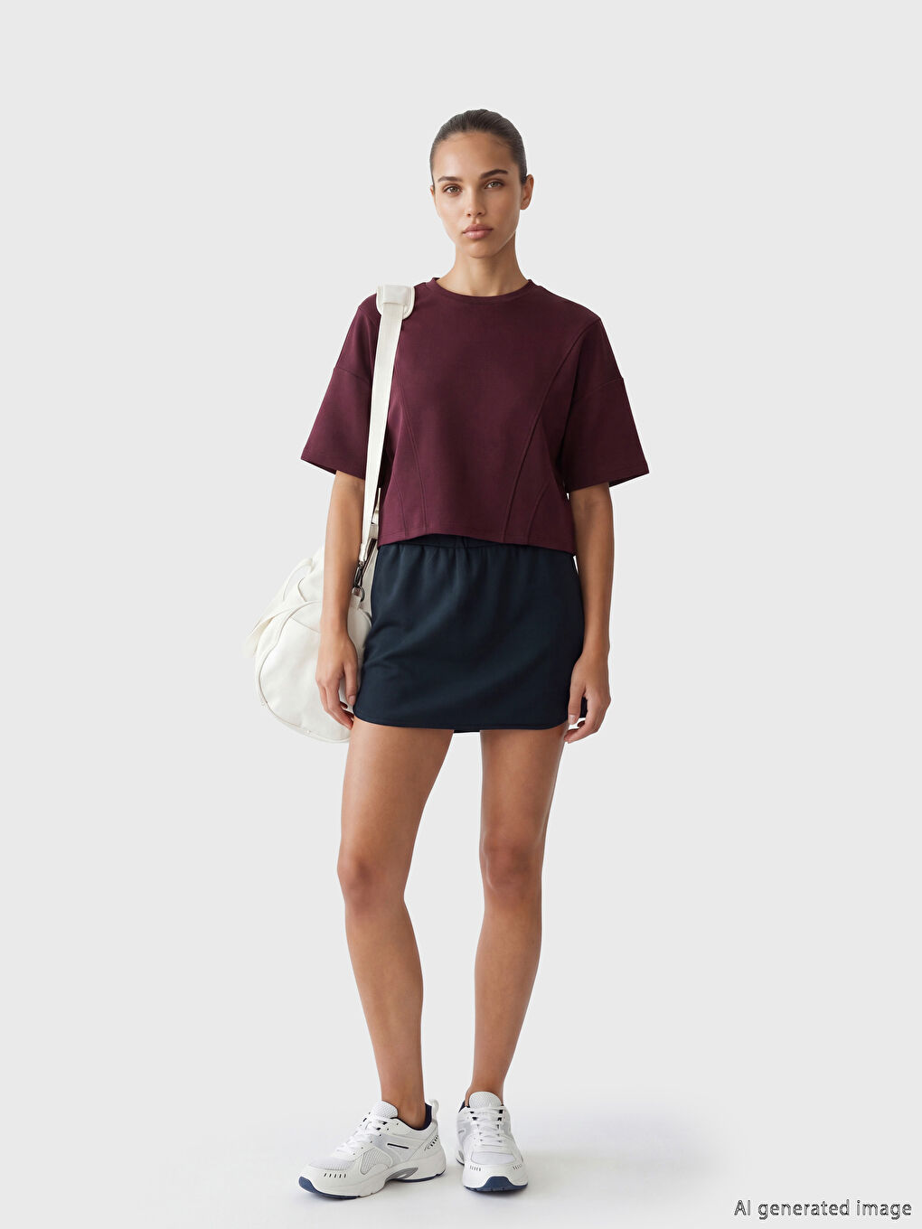 Lacivert Beli Lastikli Mini Şort Etek