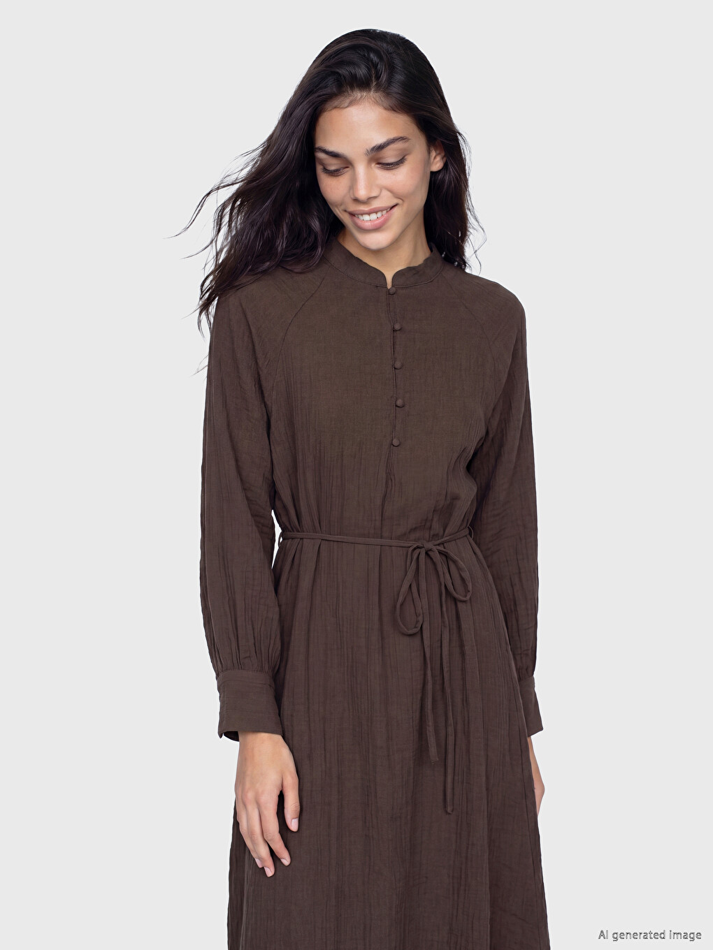 Grandad Collar Sash Dress-1