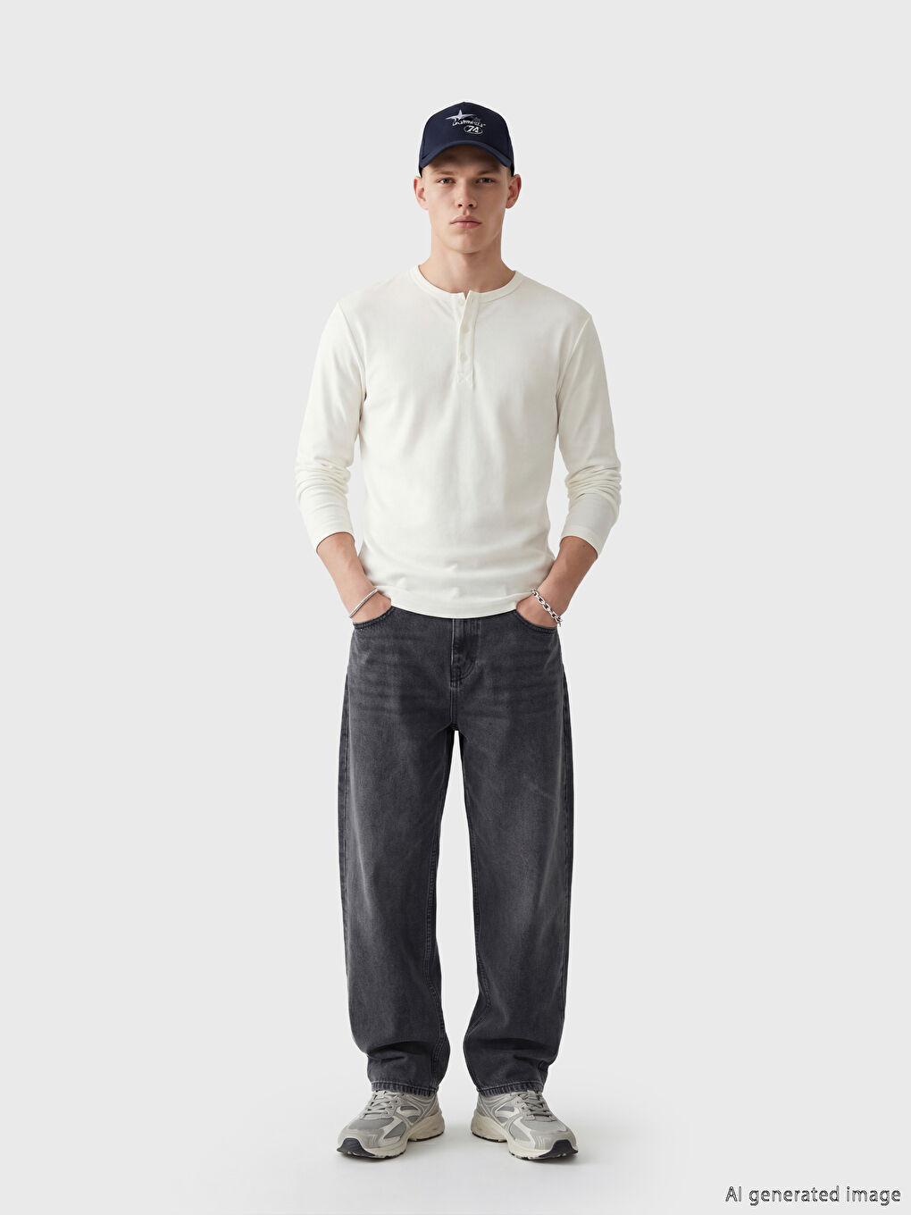 Beyaz Bisiklet Yaka Erkek Sweatshirt-1