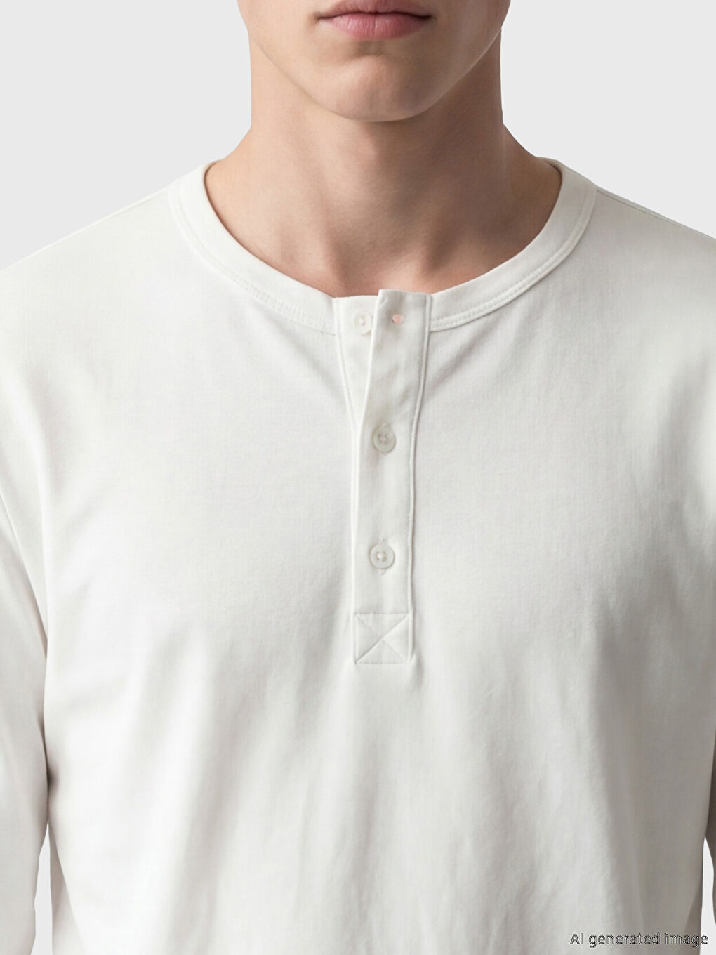 Beyaz Bisiklet Yaka Erkek Sweatshirt-2