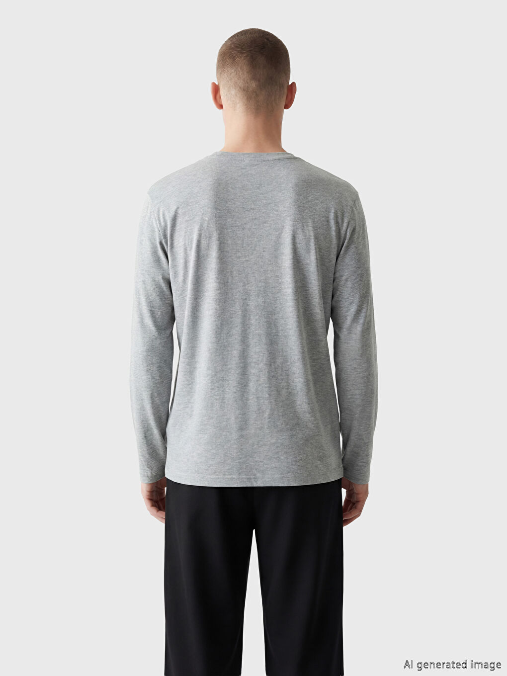 Gri Bisiklet Yaka Erkek Sweatshirt-3