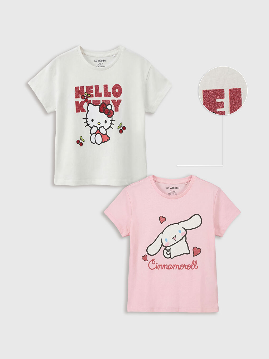 Ekru Hello Kitty Baskılı Kız Çocuk Tişört 2'li