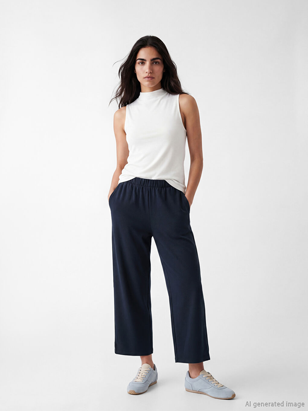 Lacivert Beli Lastikli Kadın Eşofman Altı