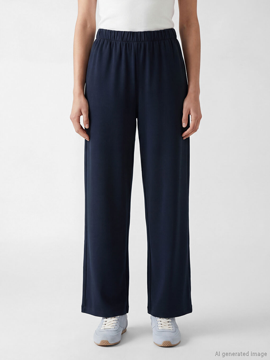 Lacivert Beli Lastikli Kadın Eşofman Altı-1