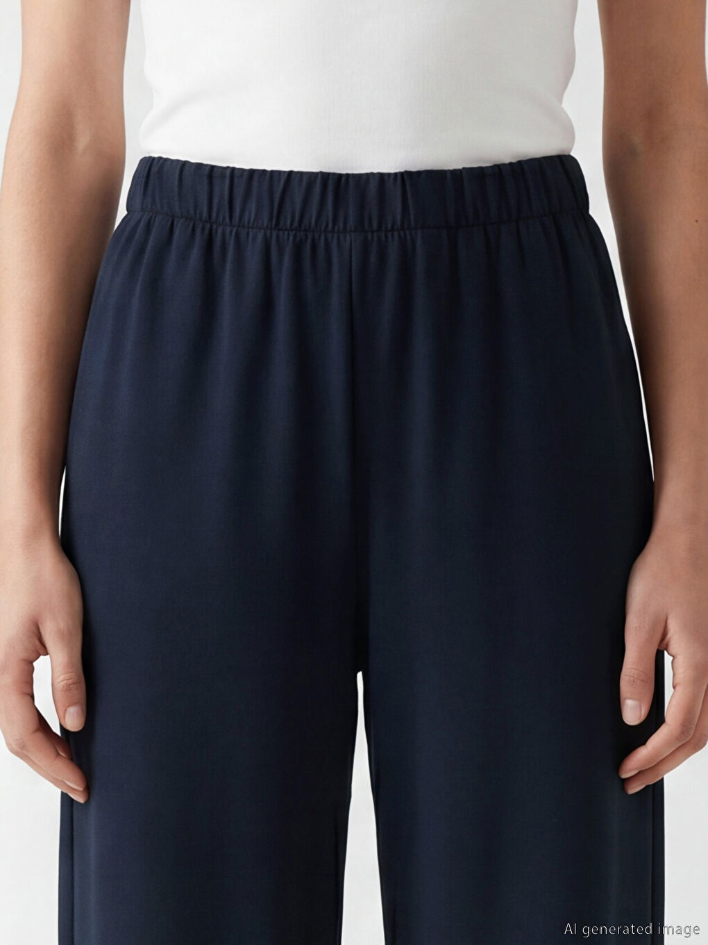 Lacivert Beli Lastikli Kadın Eşofman Altı-2