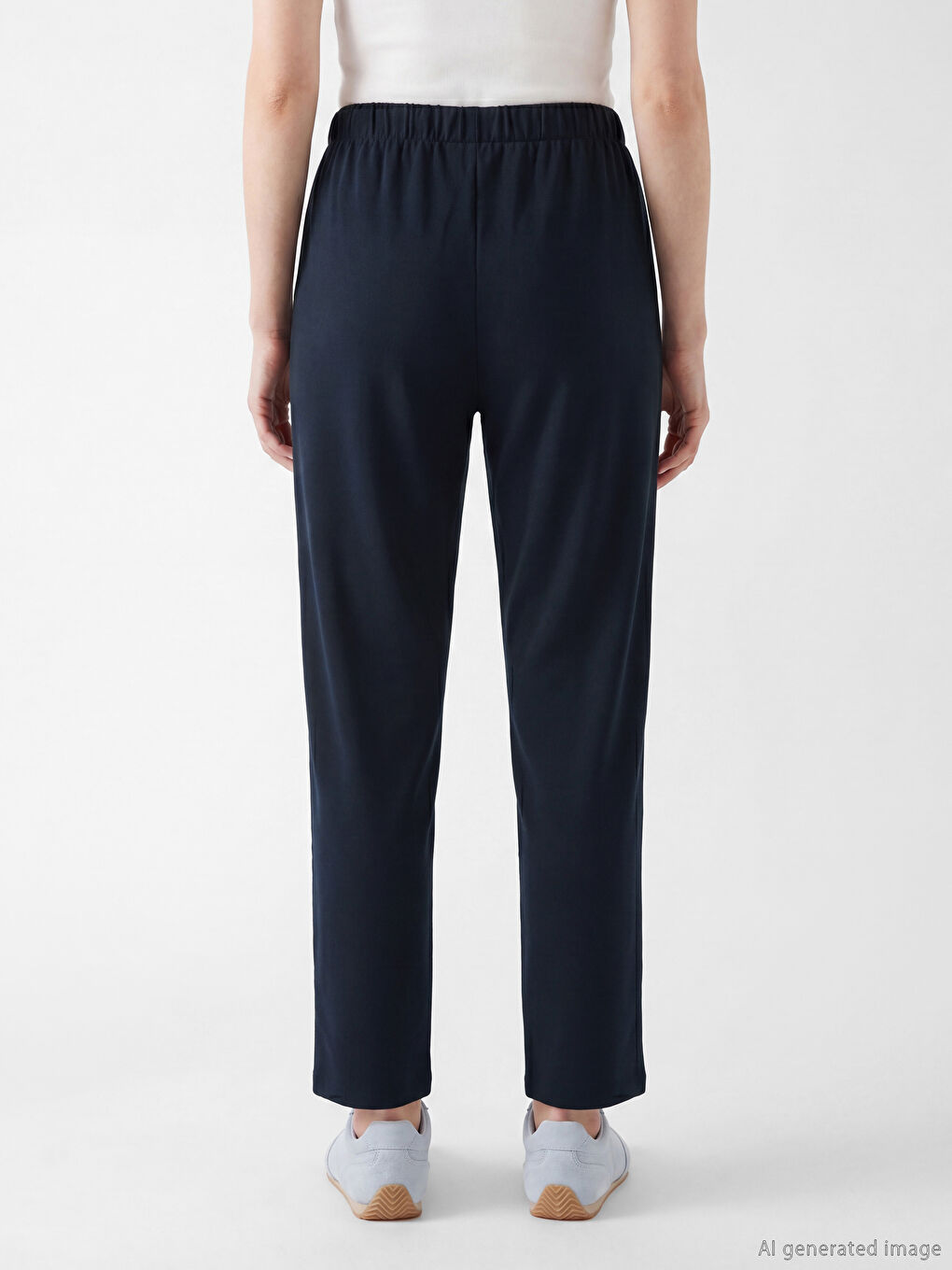 Lacivert Beli Lastikli Kadın Eşofman Altı-3