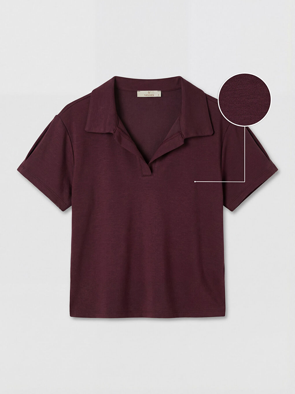 Bordo Polo Yaka Kadın Tişört