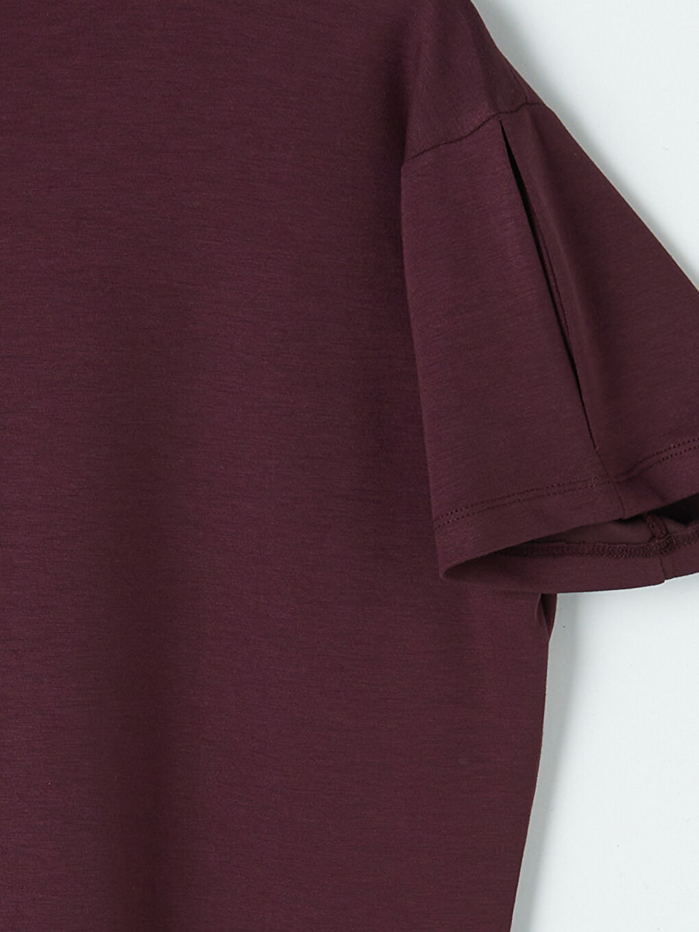 Bordo Polo Yaka Kadın Tişört-3