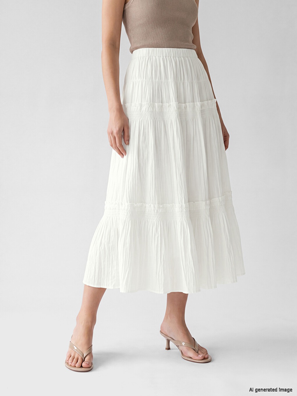 Elastic Waist Tiered Skirt-1