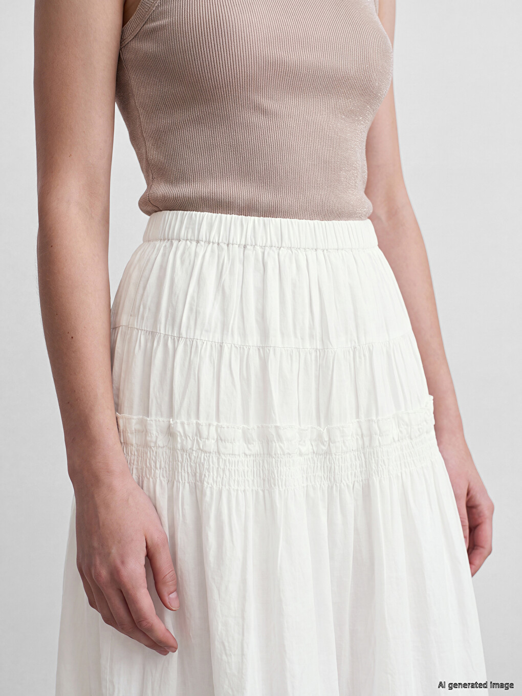 Elastic Waist Tiered Skirt-2