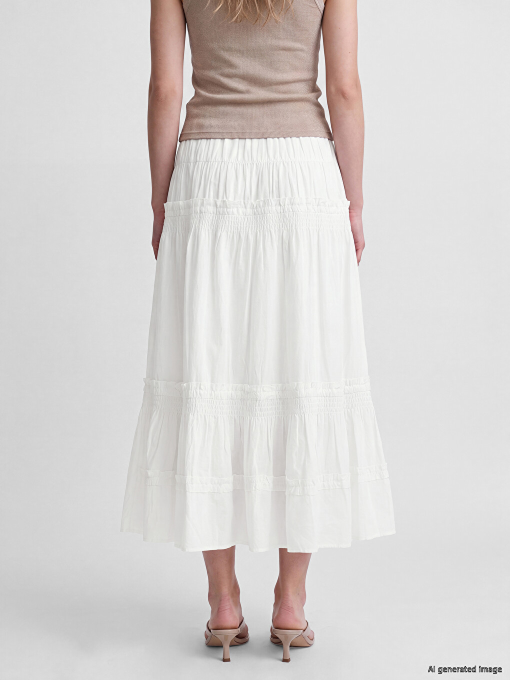 Elastic Waist Tiered Skirt-3