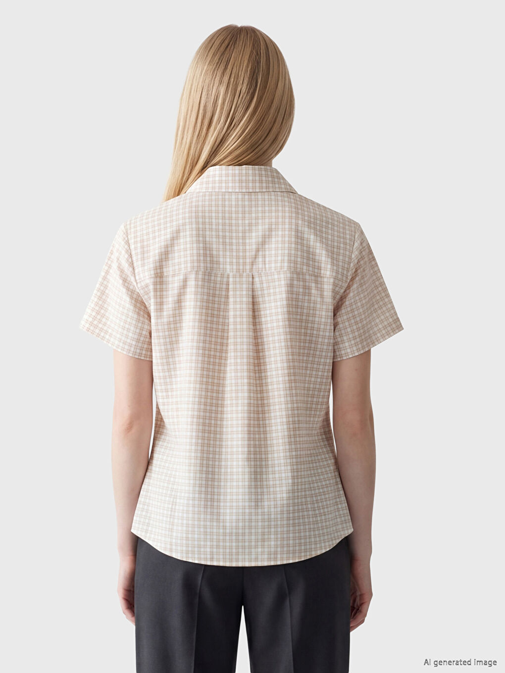 Plaid Short Sleeve Women's Shirt-3