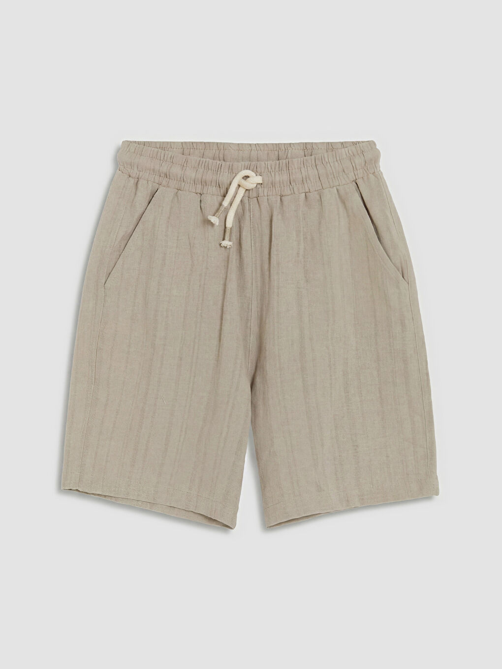 Gri Beli Lastikli Erkek Çocuk Armürlü Şort