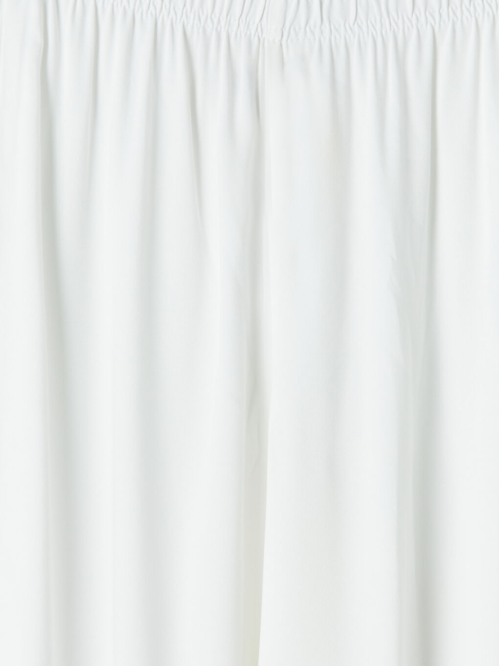 Beyaz Beli Lastikli Geniş Paça Kadın Pantolon-2