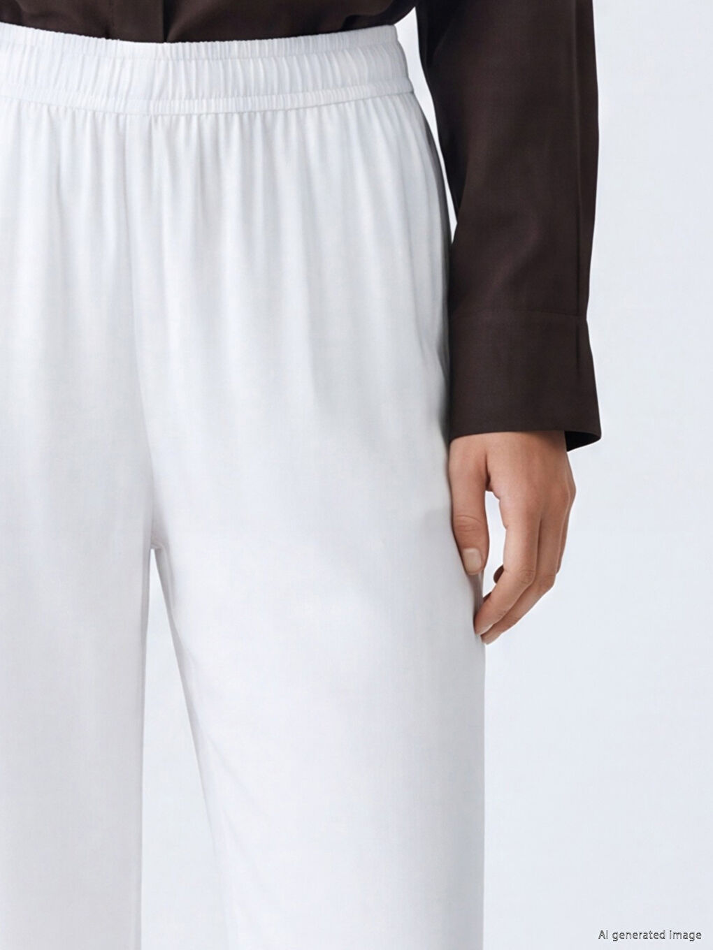 Elastic Waist Wide Leg Women's Trousers-2