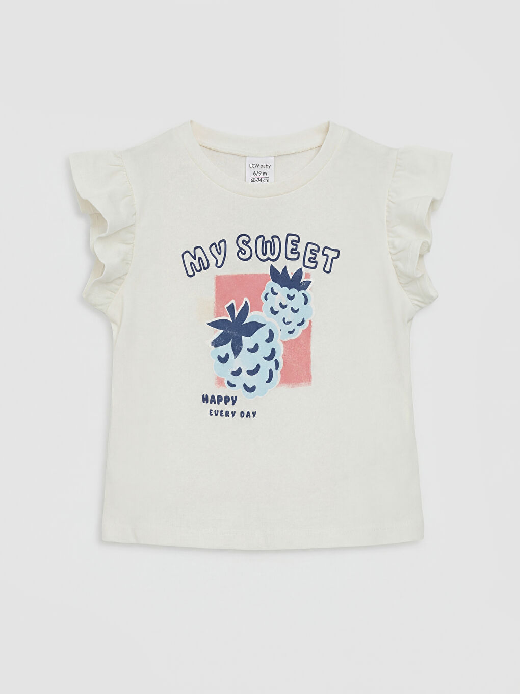 Ekru Baskılı Kız Bebek Şortlu Takım-1