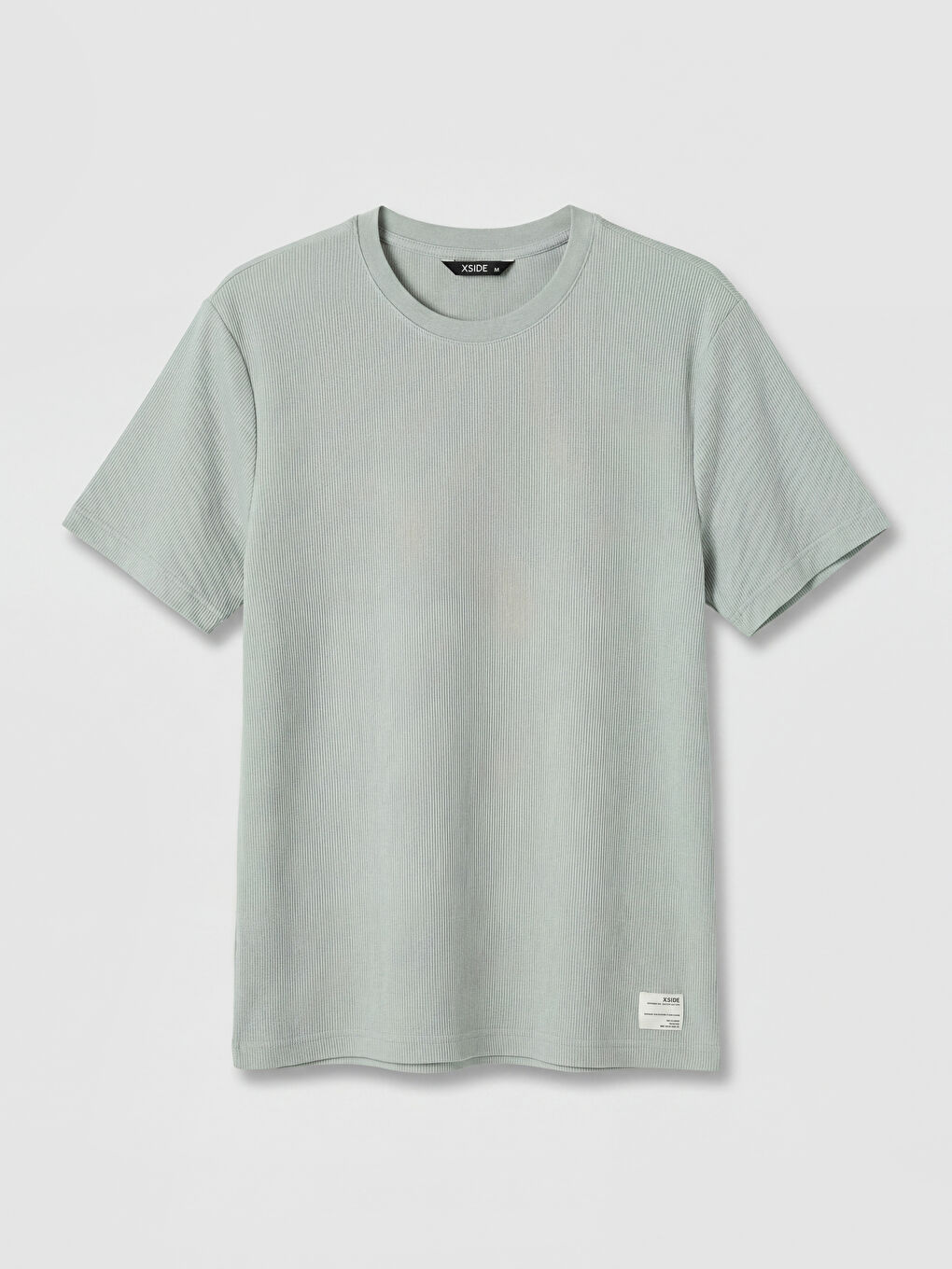 Gri Bisiklet Yaka %100 Pamuk Erkek Tişört