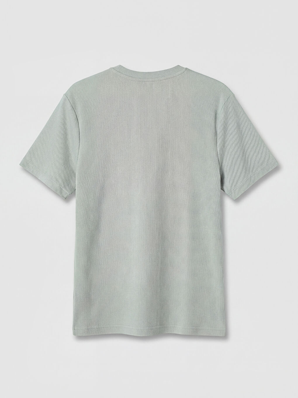 Gri Bisiklet Yaka %100 Pamuk Erkek Tişört-1