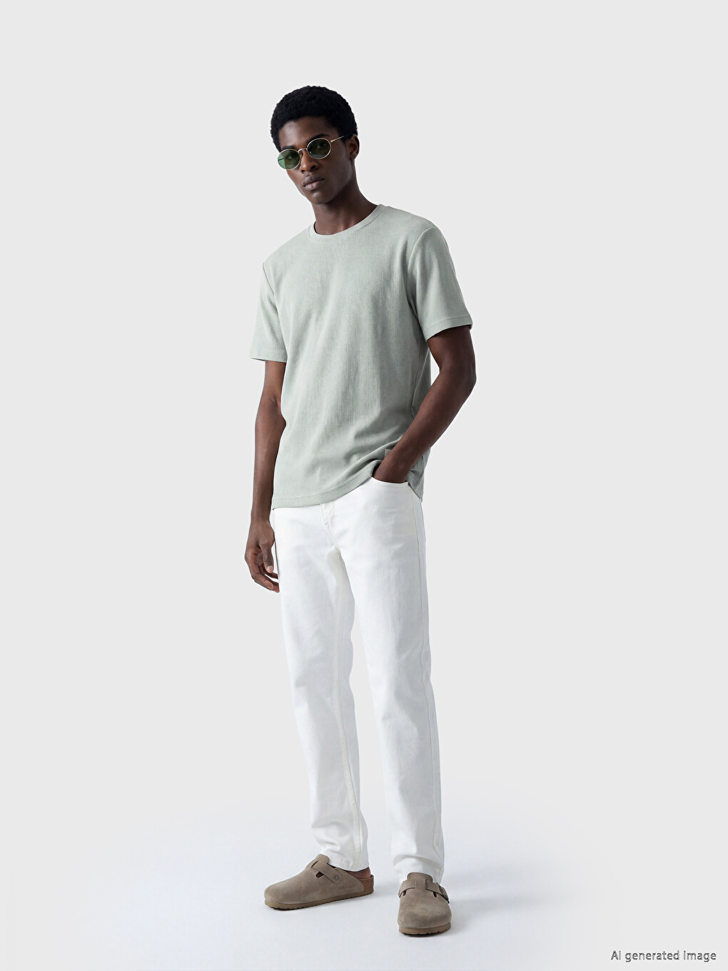 Crew Neck %100 Cotton Men's T-Shirt-3