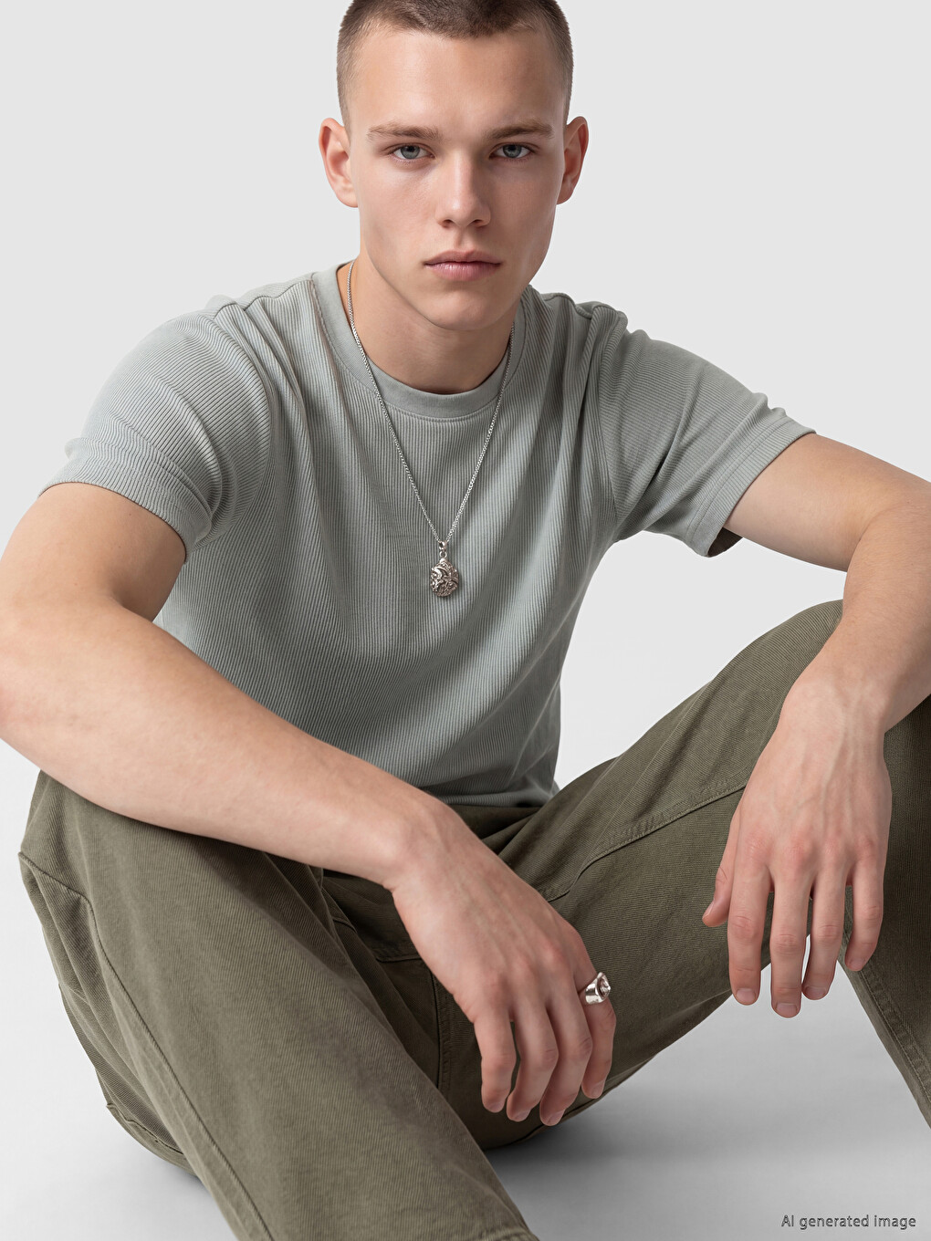 Crew Neck %100 Cotton Men's T-Shirt-1