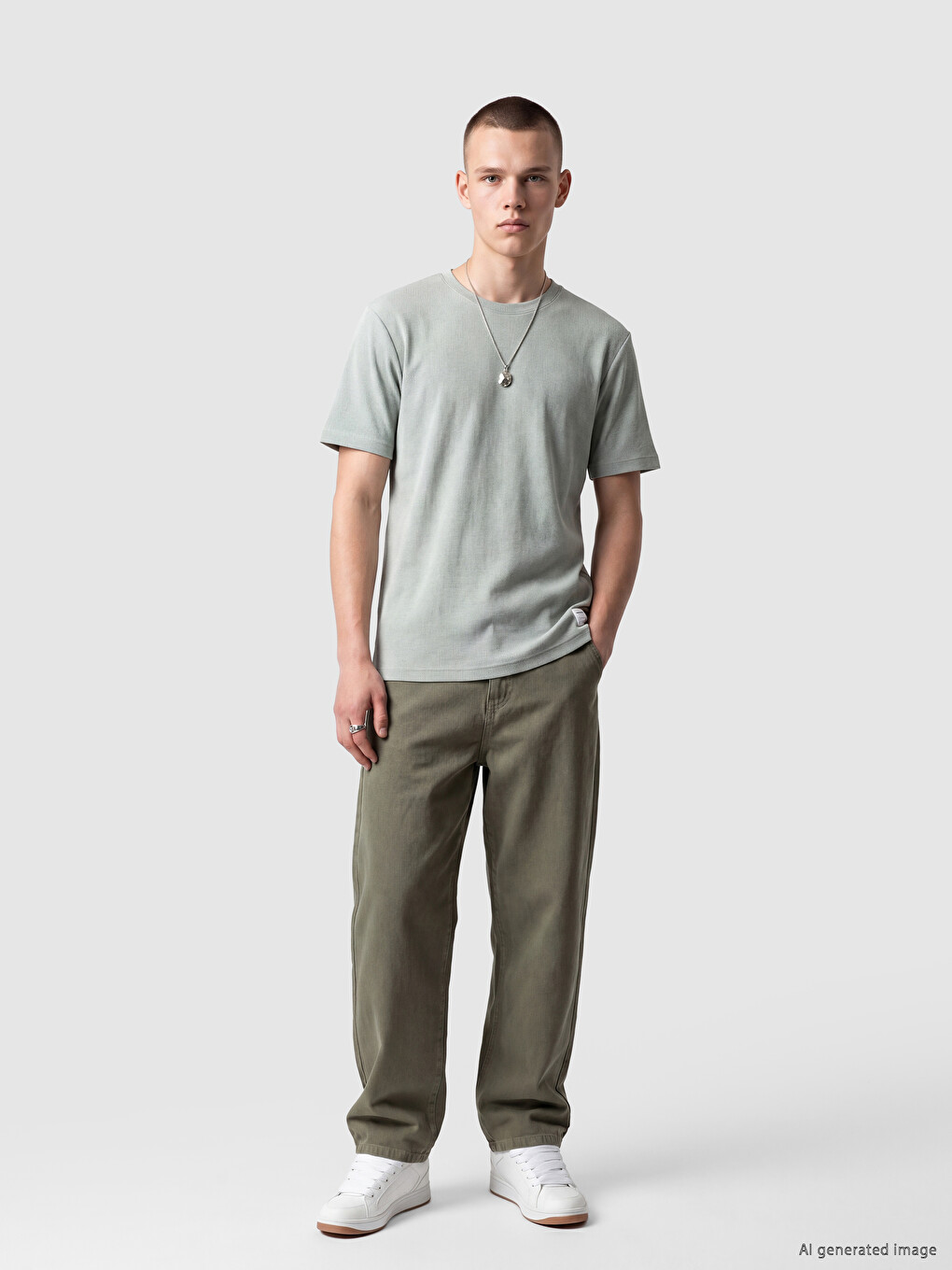 Crew Neck %100 Cotton Men's T-Shirt-2