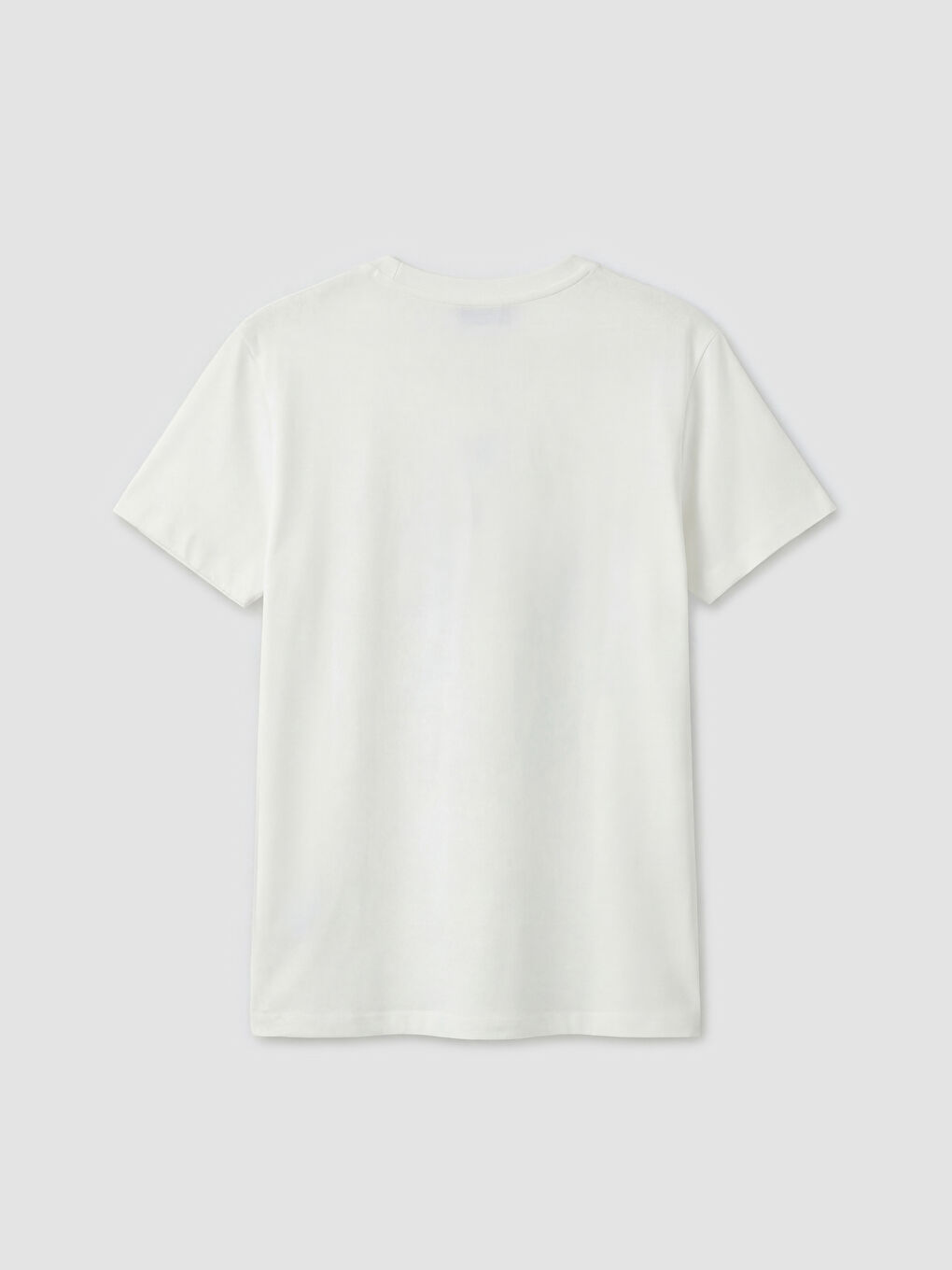 Ekru Bisiklet Yaka Baskılı Kadın Tişört-1