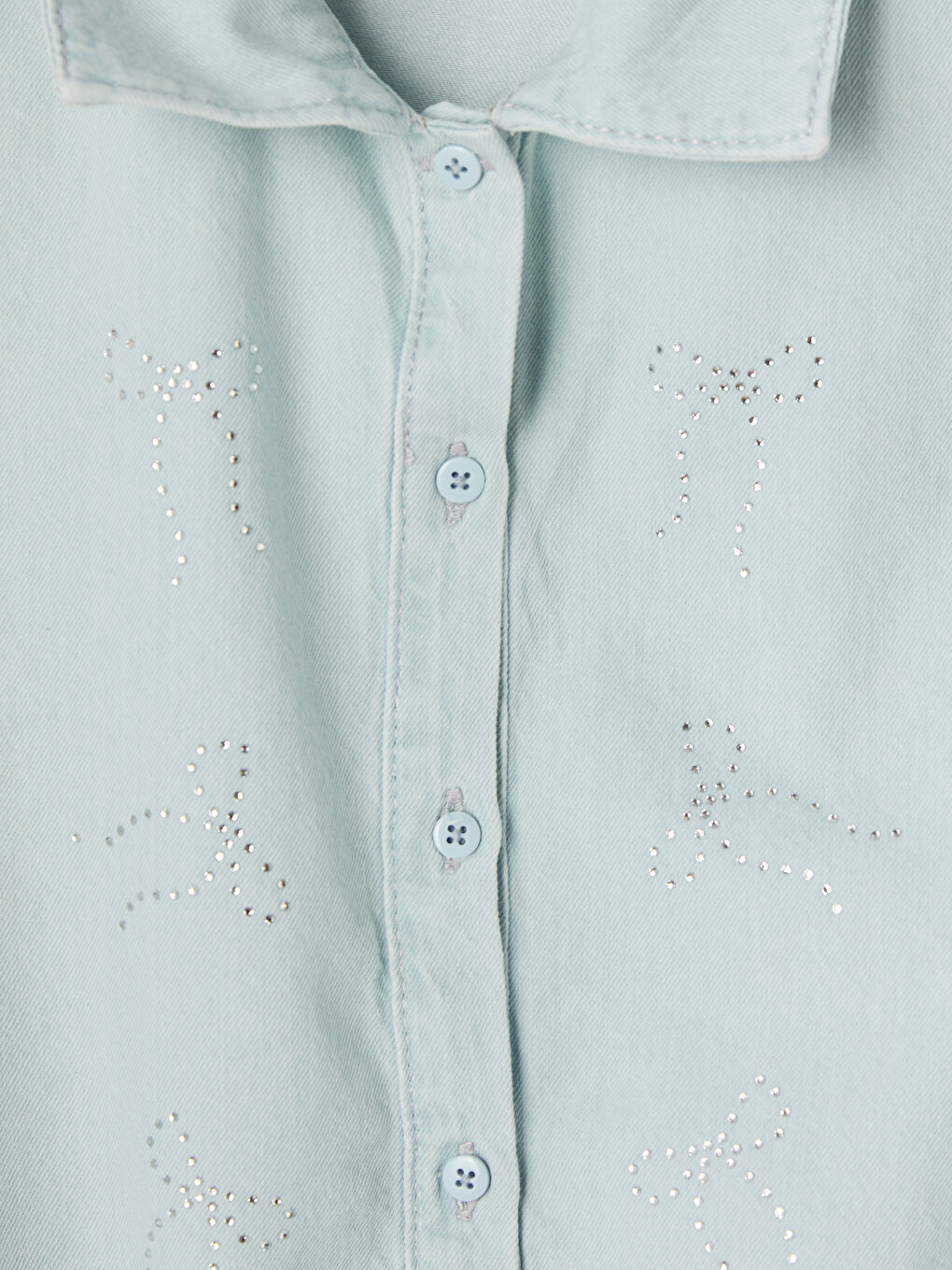 Rhinestone Embellished Girls' Jean Shirt-1