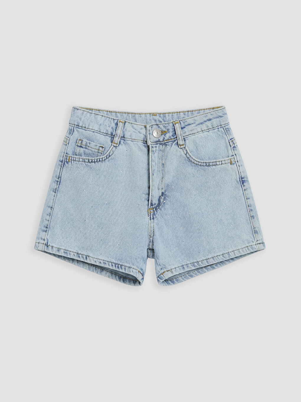 Mavi Taşlı Kız Çocuk Jean Şort