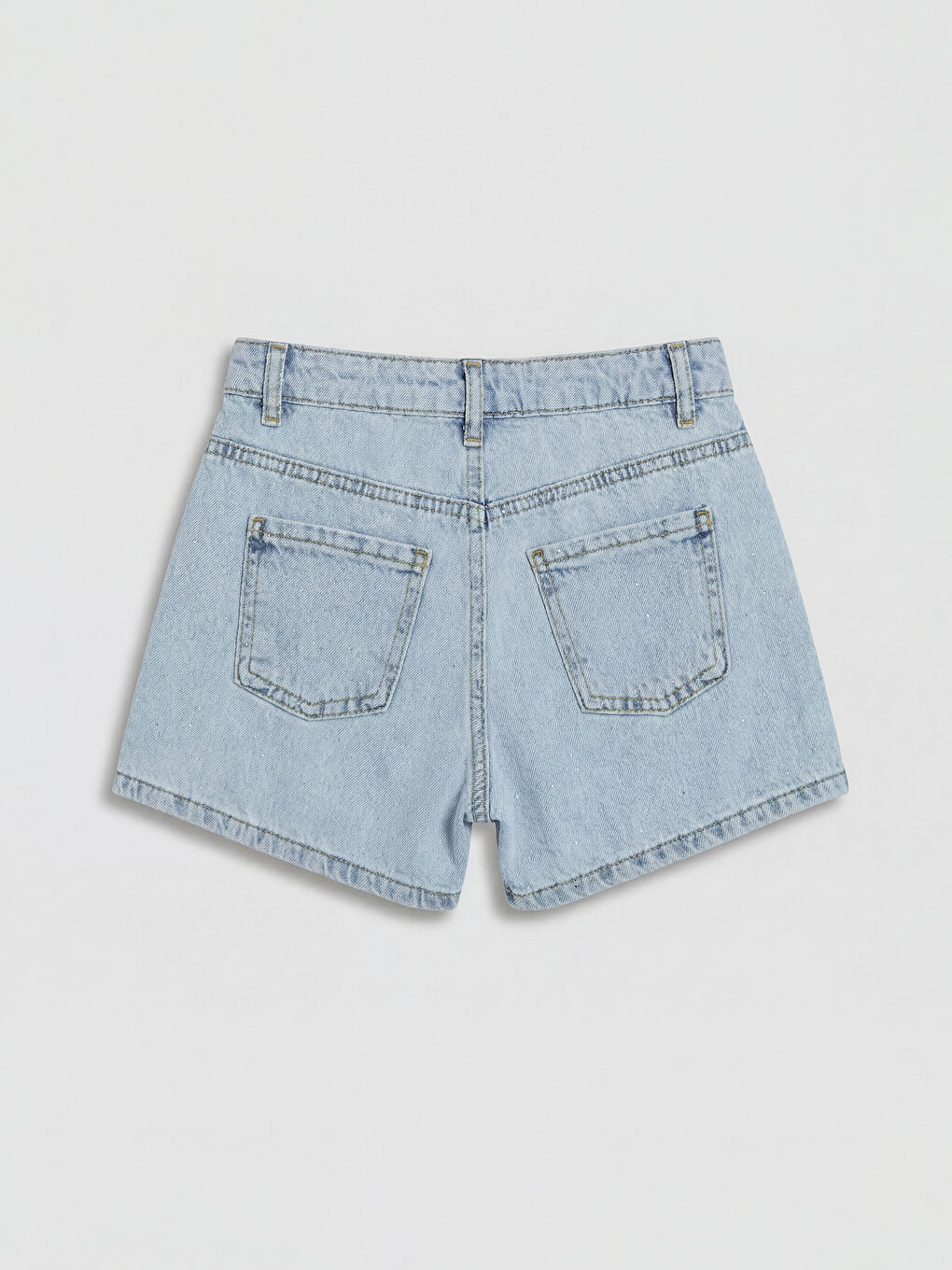 Mavi Taşlı Kız Çocuk Jean Şort-1