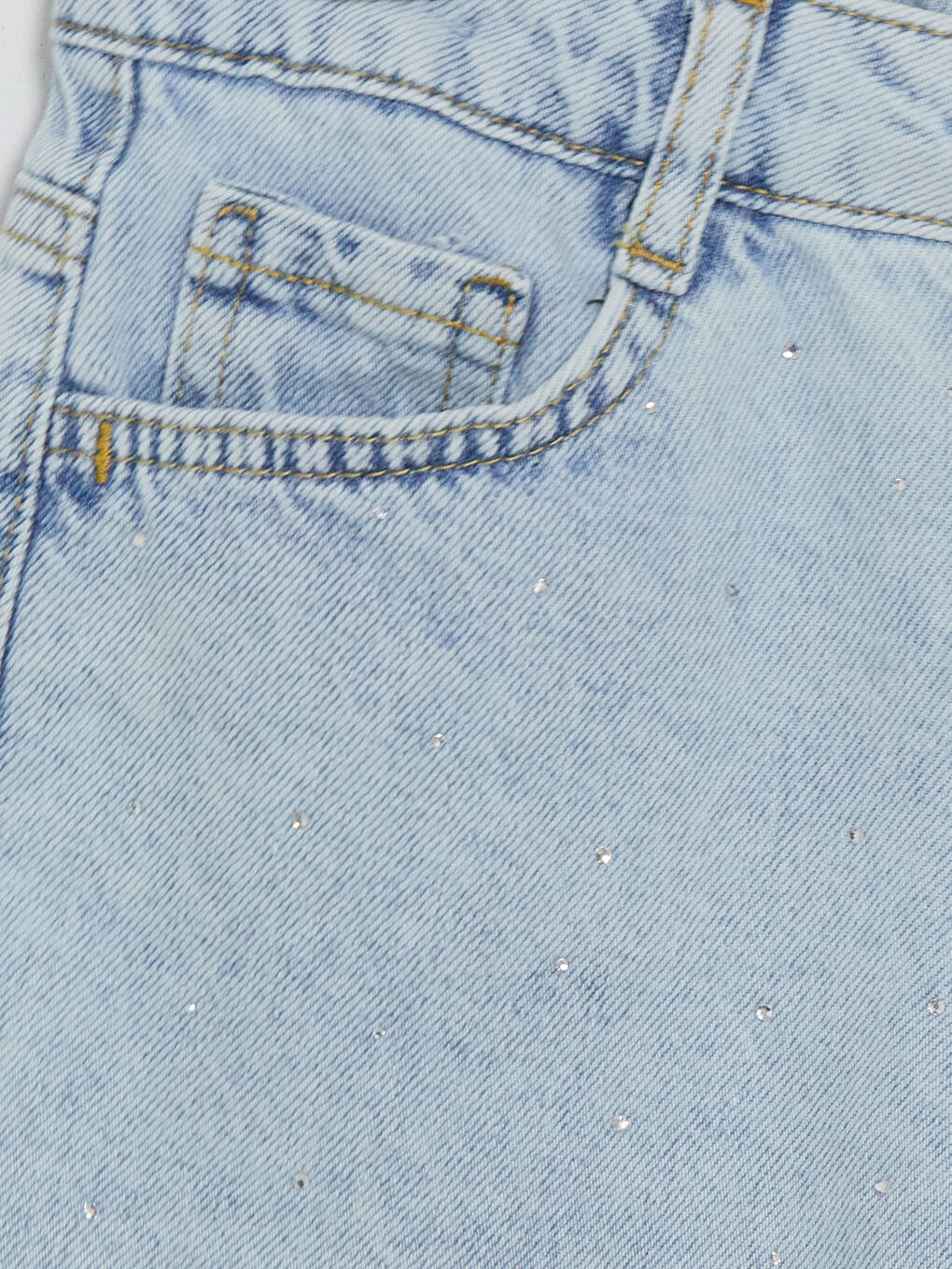 Mavi Taşlı Kız Çocuk Jean Şort-2