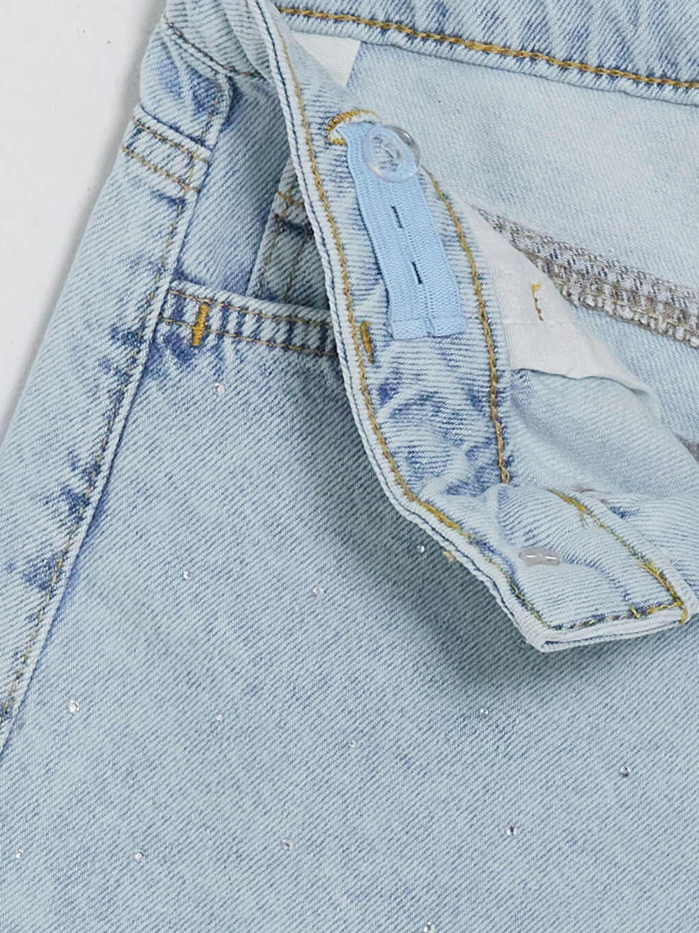 Mavi Taşlı Kız Çocuk Jean Şort-3