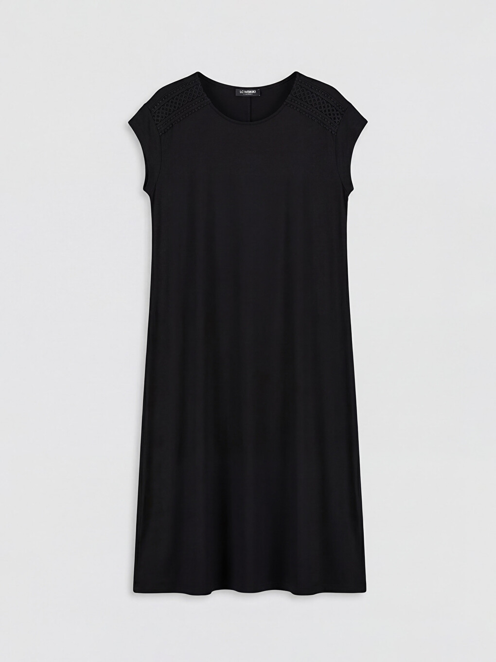 Crew Neck Lace Detailed Dress-4