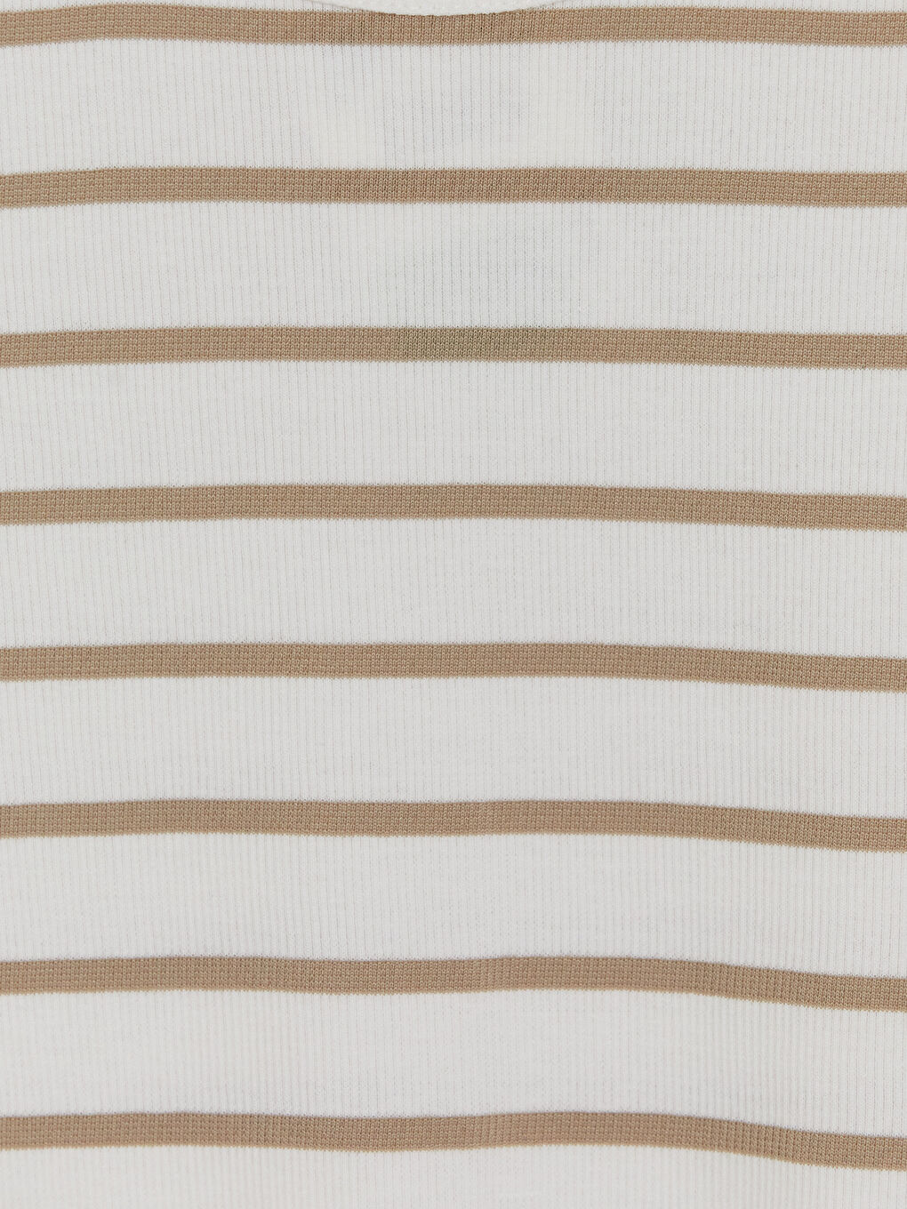 Bej Bisiklet Yaka Çizgili Kadın Tişört-2