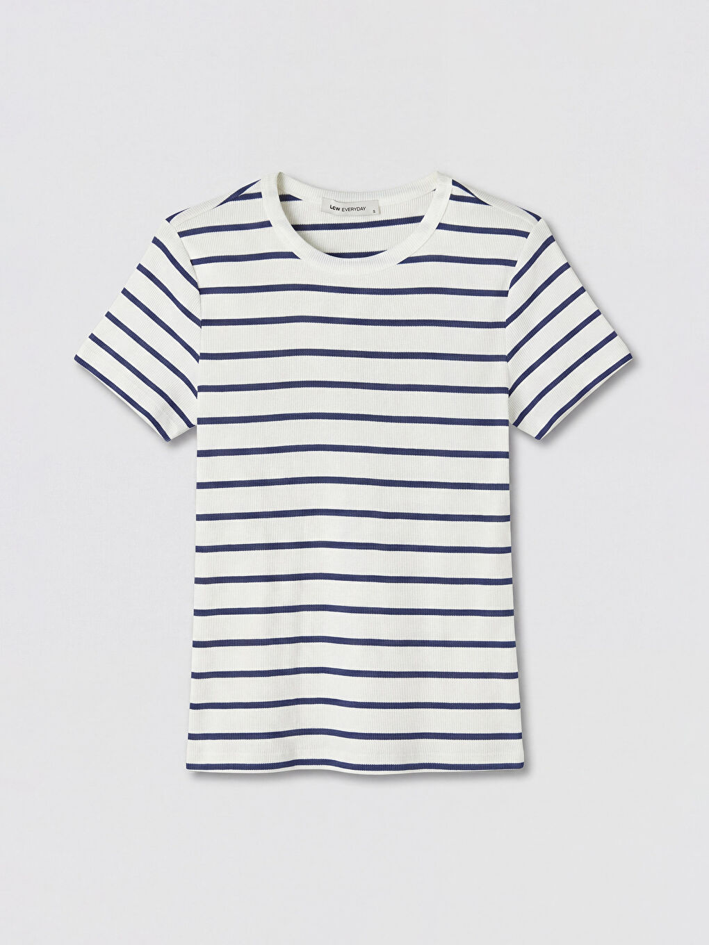 Mavi Bisiklet Yaka Çizgili Kadın Tişört