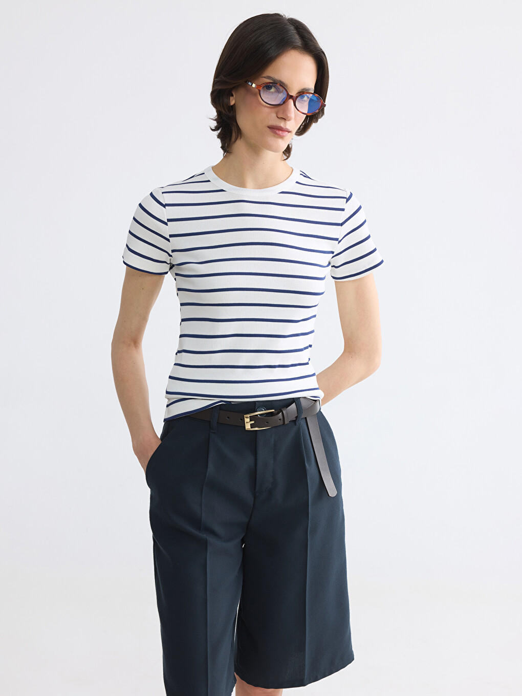 Crew Neck Striped Women's T-Shirt